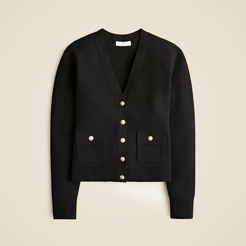 J. Crew Black V-Neck Button Cardigan Sweater